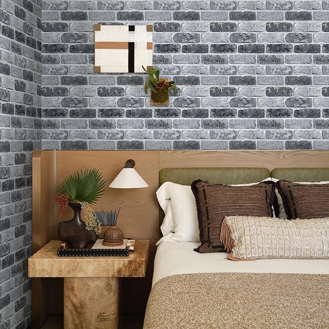 Commomy 3D Faux Brick Peel and Stick Tiles 10 pcs 11.8" x 11.8" | Small Size Thin PVC Brick Wall Panels Farmhouse Brick Wallpaper Tile for Kitchen Backsplash,Living Room(Covers 9.7 sq.ft) - Image 7