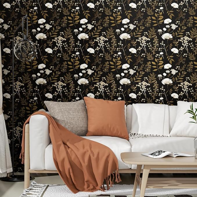 Laatse Vintage Dark Floral Leaf Peel and Stick Wallpaper 17.5"x197" | Self Adhesive/Removable/Waterproof/Thick Vinyl Contact Paper for Bathroom Bedroom Shelf Cabinet Drawer,Prepasted,Easy Peel - Image 3