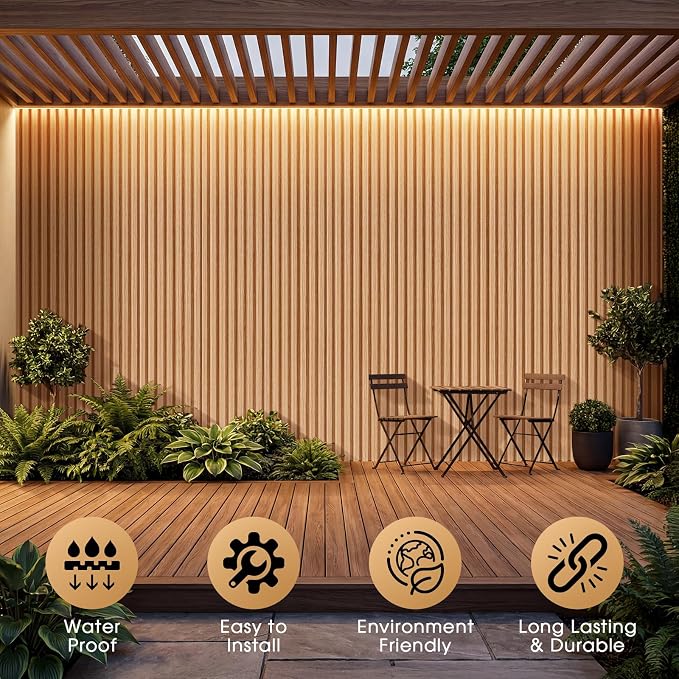 WPC Acoustic Slat Wall Panels 16-Pack 47.2'' x 6'' | Accent 3D Wall Panel for Interior Wall Decor, Waterproof Fluted Textured Panel Wall Slats,Solid Elm (Cover Approx.32 sq.ft) - Image 5