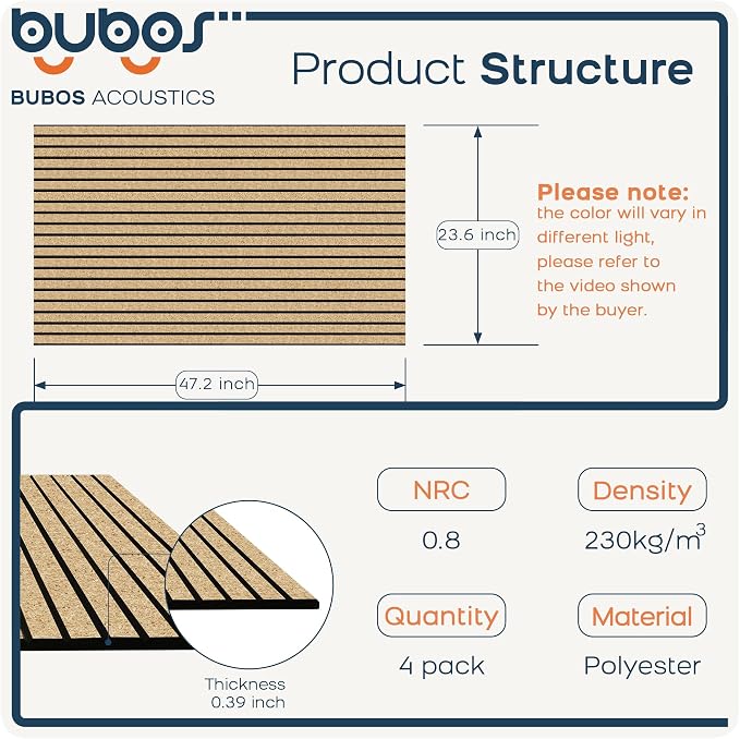 BUBOS 4-Pack Acoustic Panels 47.2"x23.6", Peel & Stick Sound Wall Panels | Self-Adhesive, Marble Pattern Decor Sound Wall Panels, Large Coverage for Studio Office Home - Image 2