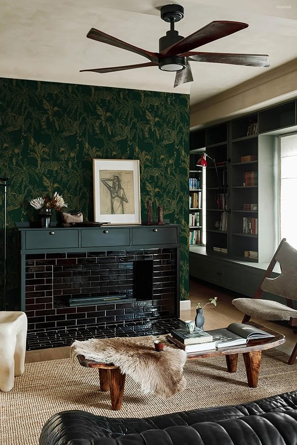 Heroad Dark Green Peel and Stick Wallpaper Boho Contact Paper 17.3"x393" Jungle Wall Paper Removable Self Adhesive Cheetah Wallpaper for Bedroom Living Room Cabinet Waterproof Bathroom Vinyl Roll - Image 5