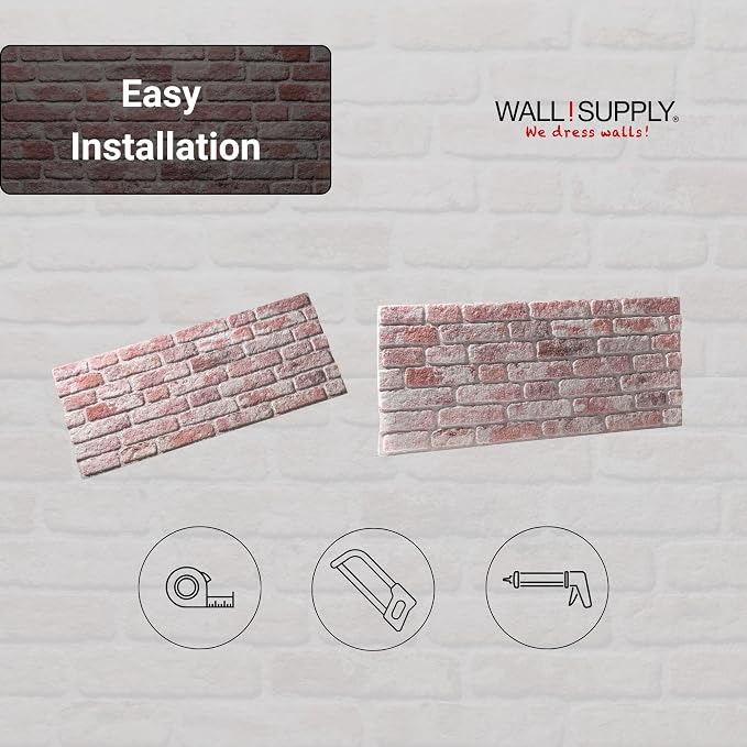 Wall!Supply - 3D Wall Panels - Red and White Ultralight Weathered Brick Wall Covering - Lightweight Foam Wallpaper Alternative - Easy DIY Installation - 4-Pack - Image 6