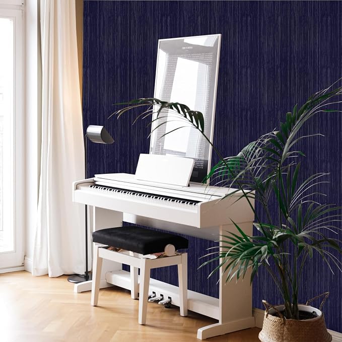 Navy Blue Grasscloth Peel and Stick Wallpaper Texture Contact Paper 15.7"x120" Vintage Wallpaper Removable Waterproof Wall Paper for Room Walls Cabinets Furniture Drawers Desk - Image 4