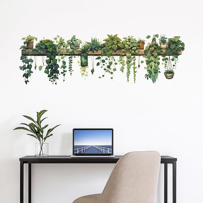 Green Plant Wall Stickers Vinyl Wall Decals Removable Wall Clings Peel and Stick Wall Mural for Bedroom Living Room Office (Medium) - Image 4