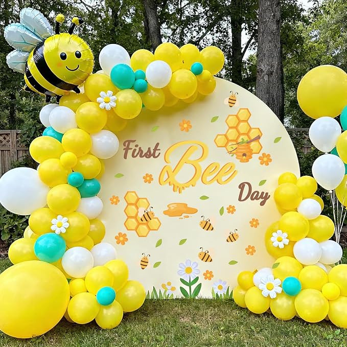 LHIUEM First Bee Day Birthday Party Decals for Baby Shower Balloon Arch Backdrop Baby Boy or Girl One Bee Stickers Yellow 1st Bees Day Sweet Happy Birthday Decoration for Centerpieces Party Supplies - Image 2