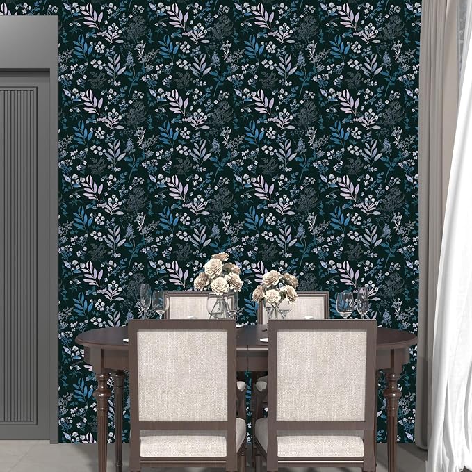 Laatse Vintage Floral Peel and Stick Wallpaper 17.5'' x 393'', Blue Pink | Self Adhesive/Removable/Waterproof/Thick Vinyl Contact Paper for Bathroom Bedroom Shelf Cabinet Drawer,Prepasted,Easy Peel - Image 5