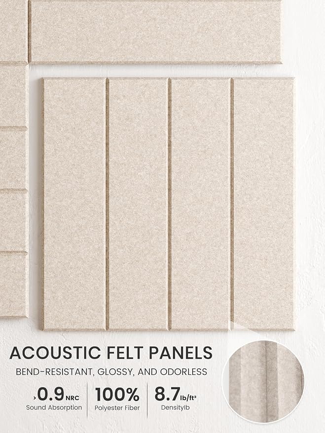 Bumusty 48"x 36" Large Felt Bulletin Board Tiles, Oatmeal | 12-Pack Cork Board Alternative, Wall Decor, 30 Pushpins, 60 Adhesive Tabs, Vision Board, Office, Classroom, Home, Dorm - Image 3
