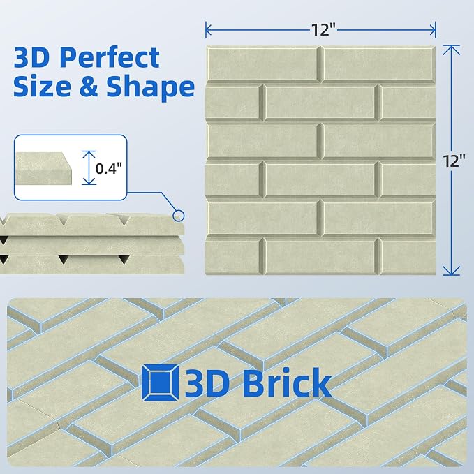 20 Pack Acoustic Panels with Self Adhesive Sound Proof Foam Panels for Wall | 12" X 12" X 0.4" High Density Soundproof Wall Panels, Brick Sound Absorbing Panels for Home Studio Office Decor - Sage - Image 6