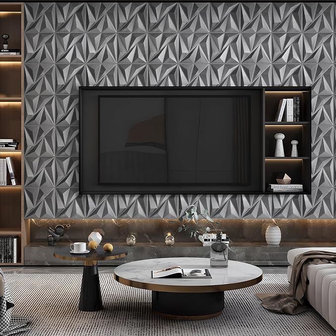 STICKGOO 3D Wall Panels Diamond, Brushed Silver, 12''x12'', 33 Pack | Accent Wall Panels for Interior Wall Decor, Living Room, Bedroom Office, Cover 32.Sq.Ft - Image 3