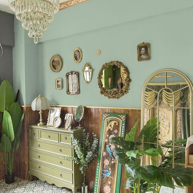 17.7" X 393.7" Light Green Peel and Stick Wallpaper Green Contact Paper Waterproof Self Adhesive Removable Green Wall Paper Textured Wallpaper Decorative for Wall Covering Countertop Table Vinyl Film - Image 2