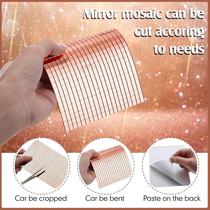 7200 Pieces Rose Gold Disco Mirror Tile Self-Adhesive Mirrors Mosaic Tile - Image 3