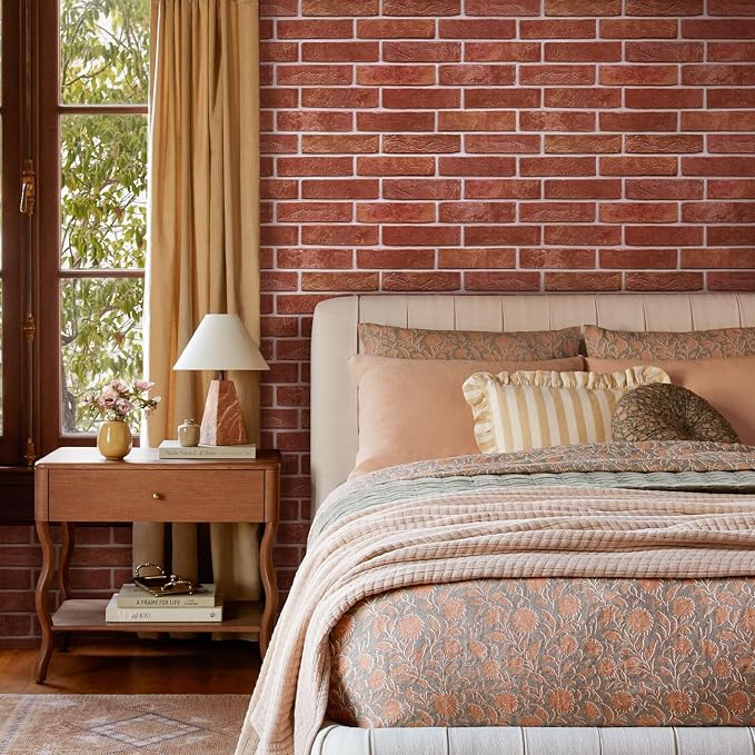 Commomy Peel and Stick Faux Brick 3D Wall Panels 12 pcs of 22.8" x 11.8" | Thin & UrltraLight PVC Fake Brick Wall Paneling for Living Room,Home Office Interior Home Wall Decor(Covers 22.48 sq.ft) - Image 8