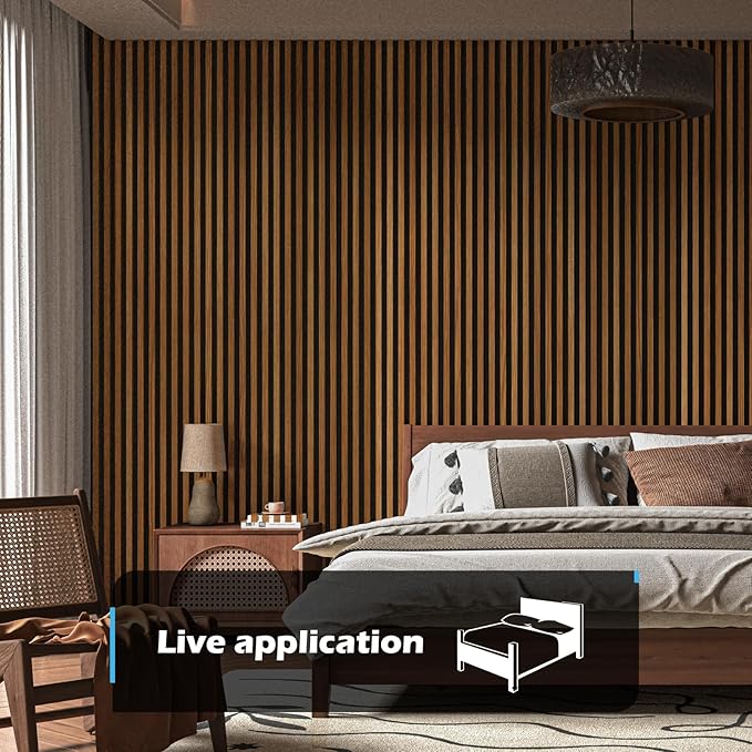 Art3d 108 x 12 Inch 3D Fluted Soundproof Wood Slat Wall Panel, 2-Pack, Teak | Reduce Noise, Durable, Sustainable, Moisture Resistant, Easy Mounting, Low Maintenance, Long Lasting, Home Decor, Office Use - Image 2