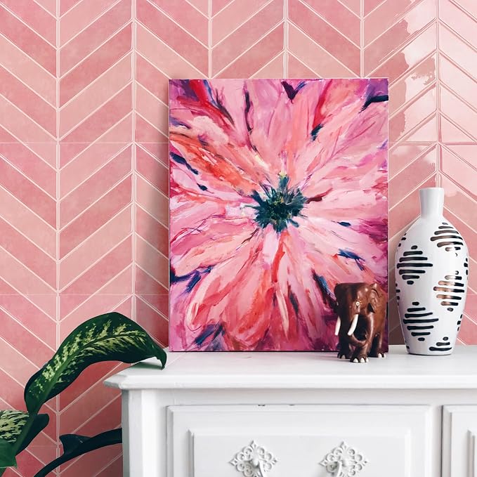 Select 5 Pack Peel and Stick Backsplash Chevron Tiles, 12x12 in, Pink | Extra Thick 3D Wall Panels, Heat & Water Resistant, Easy DIY Kitchen, Bathroom, Laundry, Fireplace & Rental Home Wall Décor - Image 5