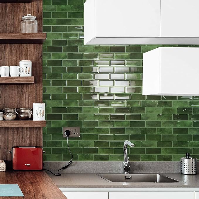 Art3d 10-Pack Marble Tile Peel and Stick Backsplash, 12 x 12 in, Jade Green | Strong Adhesion, Lightweight, Cuttable, Waterproof, Fadeless, Crack Resistant, for Kitchen, Bedroom, Ideal for Recently Moved - Image 3