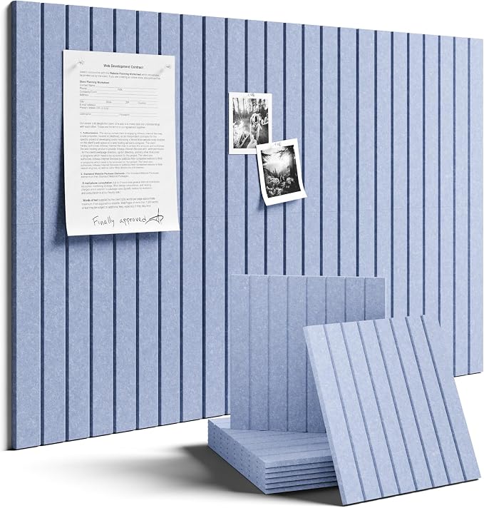 Fluxynara 36" x 24" Large Felt Bulletin Board, Soft Periwinkle | 6 Pack Cork Board Alternative with 30 Safe Adhesive Tabs, Pin Boards for Wall Decor, Home, Office, Classroom,Dorm by FLUXYNARA