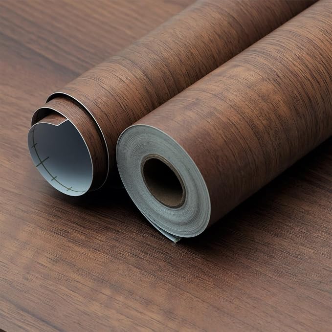 Large Walnut Wood Contact Paper Peel and Stick Wood Grain Wallpaper Removeble Self-Adhesive Wooden Look Vinyl Wall Paper Thick Bubble-Free Design for Bedroom Kitchen Wall Covering 48x591 inch - Image 3