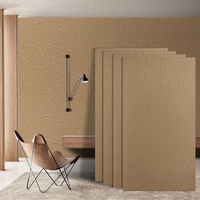 KASARO 3D Faux Stone Wall Panels, 4 PCS MCM Flexible Wainscoting Panels for Exterior/Interior Decor, Modified Clay Material, Accent for Home, Art, Commercial, Stone Yellow, 47.2 × 23.6 inch by KASARO