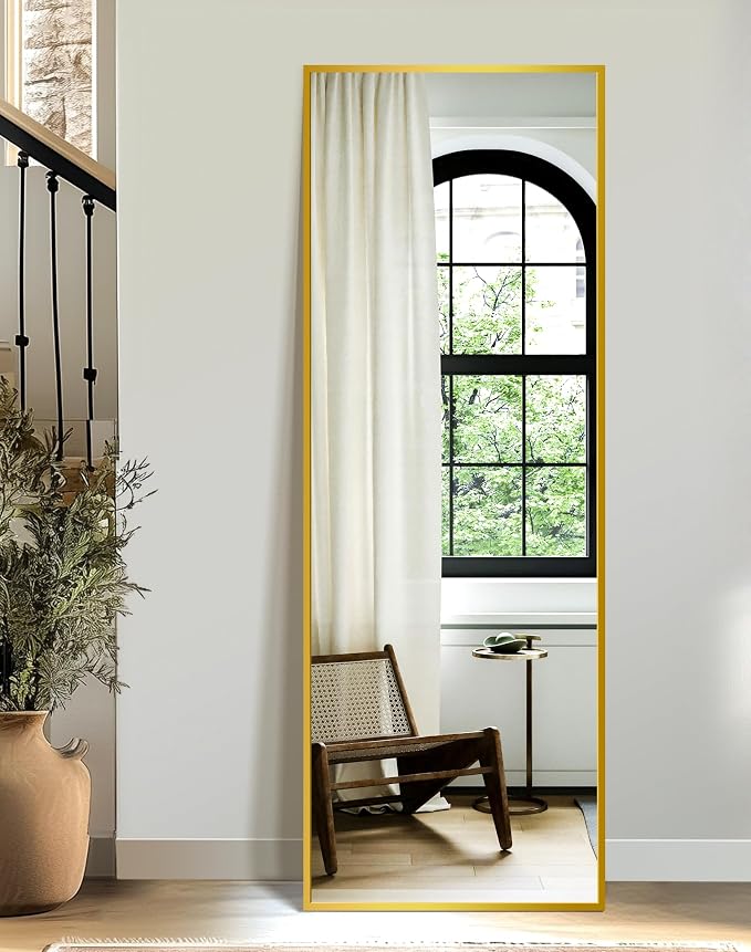 TRAHOME Full Length Floor Mirror 56"x15", Large Standing Body Mirror, Gold - Image 8
