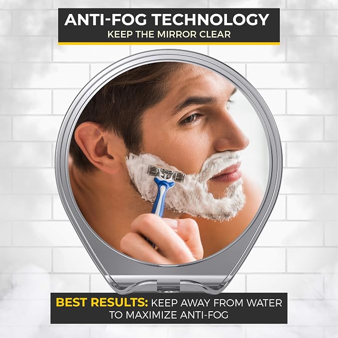 HONEYBULL Fogless Shower Mirror for Shaving with Suction Mount, Chrome - Image 2