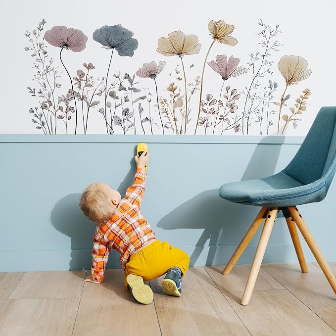 Flower Wall Decals - Peel and Stick Large Floral Flowers Wall Stickers,Removable Flower Home Decor Art for Kids Living Room, Bedroom, Nursery Decor Wall Corner Decor - Image 3