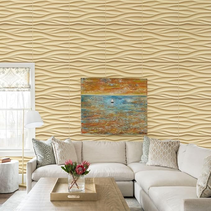STICKGOO Wave 3D Wall Panels, Light Oak, 19.7''x19.7'', Pack of 12 | PVC Accent Wall Panels for Interior Wall Decor, Living Room, Bedroom Hotel Office, Cover 32.4 Sq.Ft - Image 9
