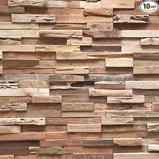 Wall!Supply 3D Wall Panels – Reclaimed Rustic Asian Teak Wood – Home Decor Wallpaper Alternative for Living Room, Bedroom & Office – Easy DIY Installation – 10 Pack, Covers 9.6 Sq Ft | Real Reclaimed Asian Teak, Wallpaper Alternative, Easy DIY Installa... by WallSupply
