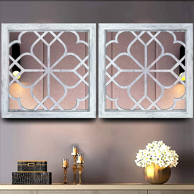 Wocred 2 PCS Square Wall Mirror,Gorgeous Rustic Farmhouse Accent Mirror,Rustic White Color Entry Mirror for Bathroom Renovation,Bedrooms,Living Rooms and More （20”） - Image 6