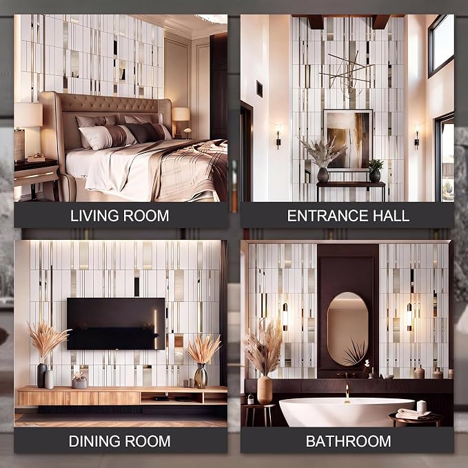 Geelin 4 Pack 3D Wall Panels Peel and Stick Fluted, White, Silver - Image 6