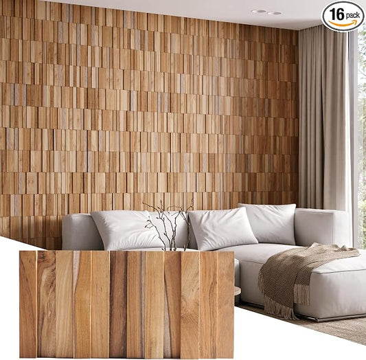 Wall!Supply 3D Wall Panels – Reclaimed Vertical Asian Teak Wood – Home Decor Wallpaper Alternative for Living Room, Bedroom & Office – Easy DIY Installation – 16 Pack, Covers 11.15 Sq Ft | Real Reclaimed Asian Teak, Wallpaper Alternative, Easy DIY Inst... by WallSupply