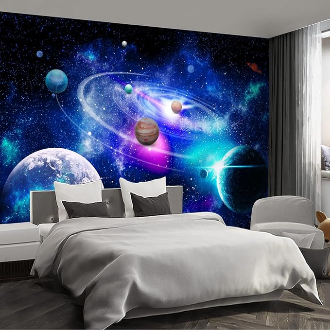Planet Large wall murals Peel and Stick self Adhesive Galaxy Wallpaper for Bedroom Nursery Room - 96"x137" by Fightal