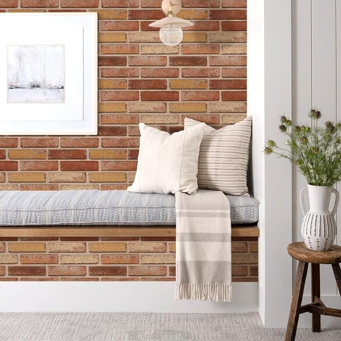 Commomy 3D Faux Brick Peel and Stick Wall Sticker - 10pcs 15.74" x 11.8" | Ultralight Thin PVC 3D Wall Panels Fake Brick Wallpaper Tiles for Home Office,Living Room Quick DIY Wall Decor(12.92 sq.ft) - Image 9