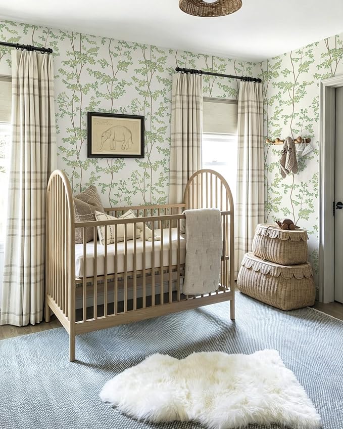 Heroad Peel and Stick Wallpaper Sage Green Tree/Leaf Cottage Contact Paper | Waterproof Removable Botanical Wall Paper for Bathroom,17.3''x393'',Modern Farmhouse Decor Vinyl for Bedroom,Kitchen,Laundry - Image 4