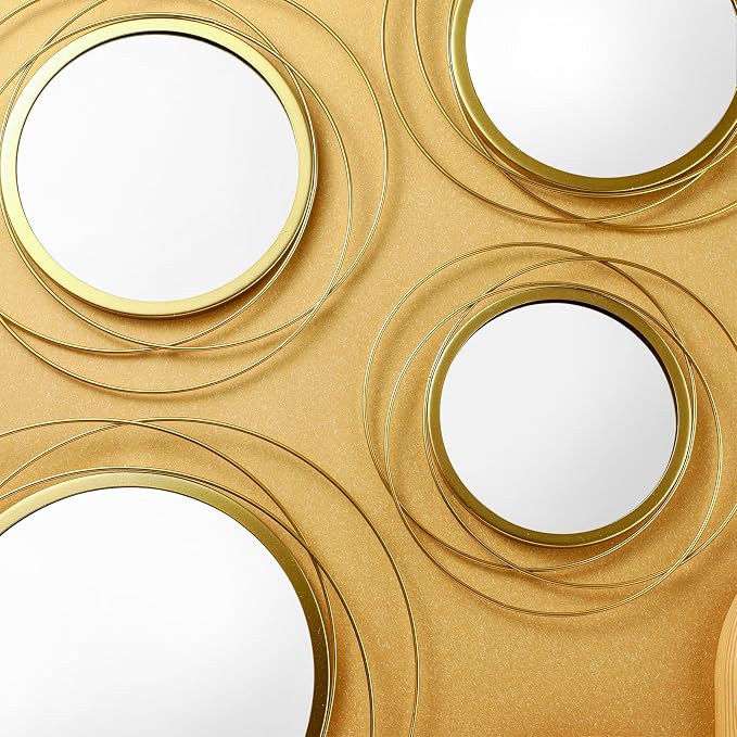 Hicarer 4 Pcs Decorative Wall Mirror Round Modern Circle Mounted Mirror Metal Wall Art Decor for Bedroom Living Room Entryway Dining Room Hallway(Gold) - Image 7