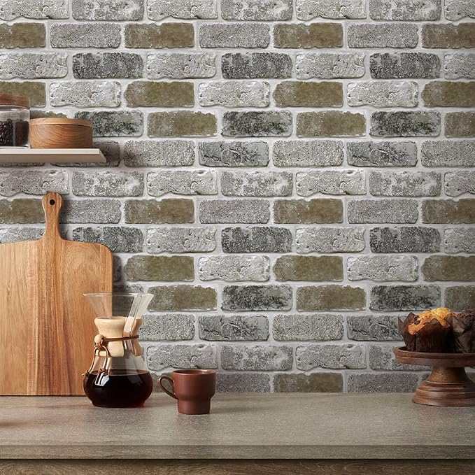 COMSTICKC 3D Faux Brick Wall Panels Peel and Stick, 10 Pcs 11.8" x 11.8" | Vintage Brown Gray, Not Real Brick, Small Size Ultra-Light Thin PVC 3D Fake Brick Wall Sticker for DIY Decor, Cover 9.7 sq ft - Image 7