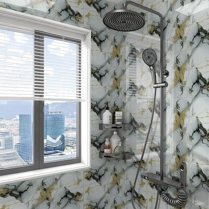 Peel and Stick Tile Shower Waterproof Marble Tiles Wall Panels, 11.8"x11.8" Self-Adhesive Backsplash Tile, 20 Pack - Image 2