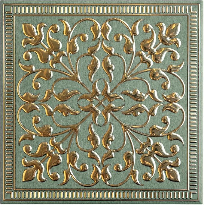Peel and Stick Metal Backsplash Tiles, Rustic Farmhouse, 10-Pack | 8 x 8 in tile size; Covers up to 4.44 sq ft; Aluminum; Water-resistant surface; For kitchens, ceilings, DIY projects by WallWear