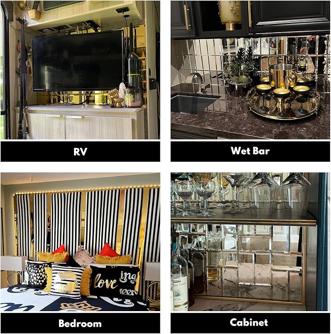 Lovdeco Light Antique Mirror Tile, Beveled Subway Mirror Backsplash 3x12 Inch for Kitchen Bathroom Wall (20 Pcs, 5 SQ.FT.) - Image 5