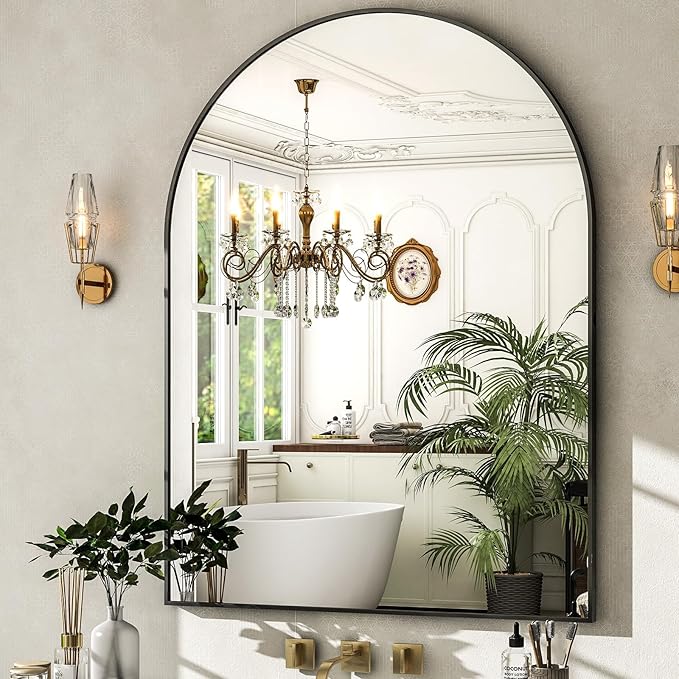 HARRITPURE Arched Wall Mirror 30"x40" Black Arch Bathroom Vanity Mirror by HARRITPUREHome