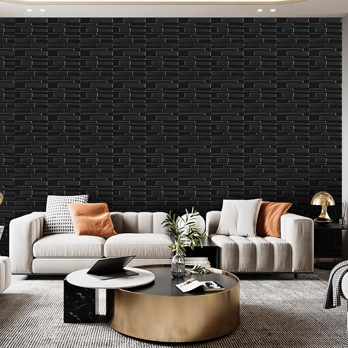Heikki 30 Pack 3D Wall Panel for Interior Wall Décor, PVC Flower Textured Wall Panels for Living Room Bedroom Hotel Office, 11.8"x11.8", Double-Sided Tape (Black-SY) - Image 6