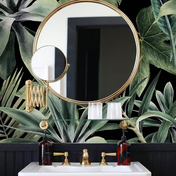 Jungle Green Peel and Stick Wall Mural for Bedroom | 92"x125", Large Dark Green Tropical Wallpaper, Removable Leather Textured & Water-Resistant, Hallway Old Wall Makeover - Image 8