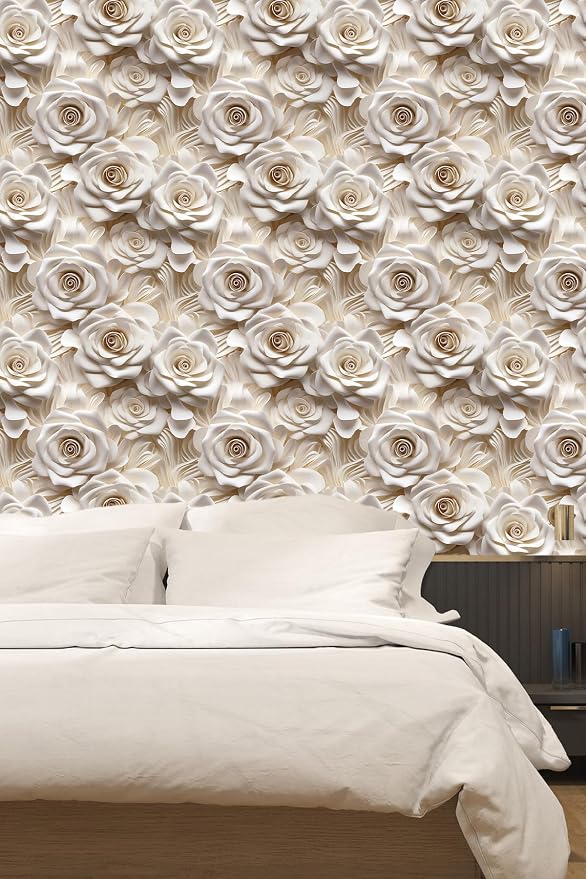 Peel and Stick Wallpaper Beige Rose Floral Accent - Image 5
