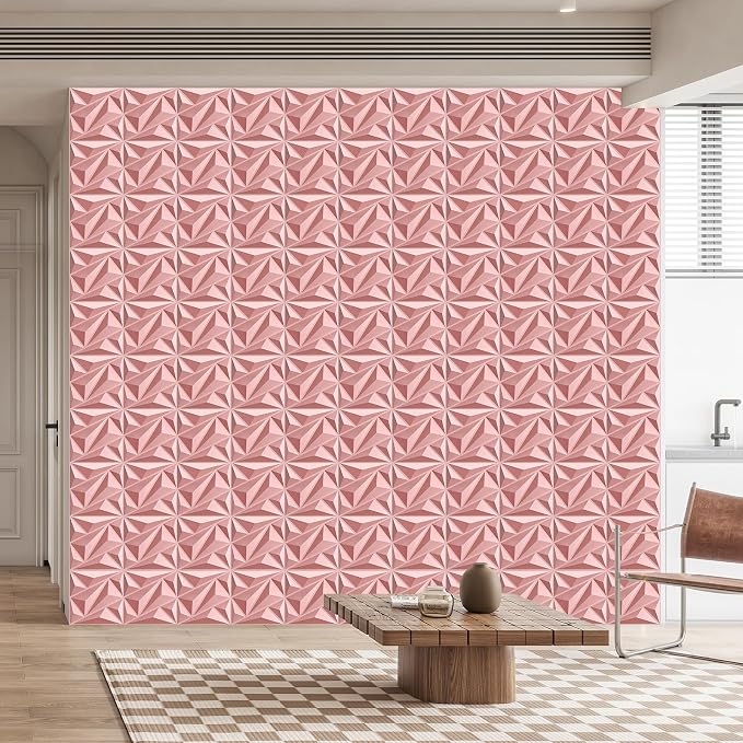Heikki 30 Pack 3D Wall Panel for Interior Wall Décor, PVC Flower Textured Wall Panels for Living Room Bedroom Hotel Office, 11.8"x11.8", Double-Sided Tape (Pink-DJZ) - Image 6