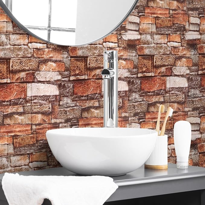 20PCS 3D Wall Panels Peel and Stick Foam, Self-Adhesive Decorative 3D Brick Wallpaper Wall Covering, Faux Stone Wall Panel Foam Brick for Living Room, Kitchen, Bathroom - Image 2