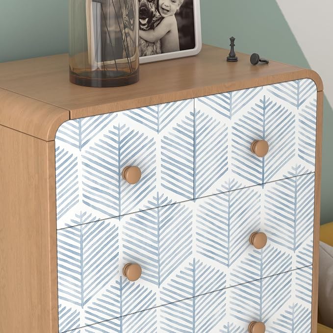 OSECAGE Geometric Peel and Stick Wallpaper Blue Contact Paper 17.3''×78.8'' | Modern Geometric Wallpaper Self Adhesive Removable Boho Wall Paper Waterproof for Bedroom Bathroom Cabinets Decor Vinyl Roll - Image 7