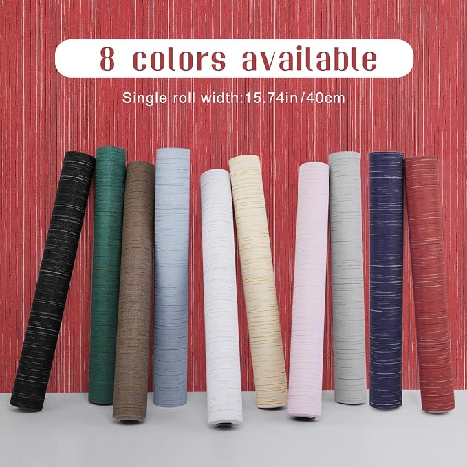 Burgundy Red Grasscloth Peel and Stick Wallpaper Texture Contact Paper 15.7"x120" Vintage Wallpaper Removable Waterproof Wall Paper for Room Walls Cabinets Furniture Drawers Desk - Image 2
