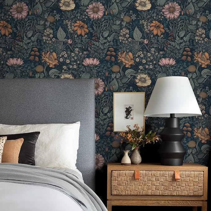 Orainege Vintage Peel and Stick Wallpaper Boho Floral Wallpaper for Bedroom | Living Room Removable Self Adhesive Floral Contact Paper for Cabinets Accent Wall 17.3inx196.8in - Image 2