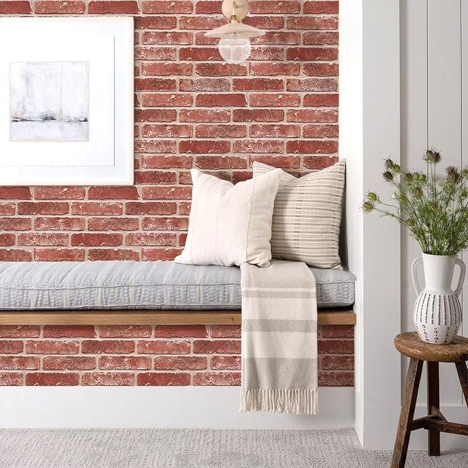 COMSTICKC 3D Faux Brick Wall Panels Peel and Stick, 10 Pcs 15.7" x 11.8" | Vintage Red, Not Real Brick, Ultra-Light PVC 3D Fake Brick Decorative Wall Covering for DIY Interior Decor, Cover 12.9 sq ft - Image 2