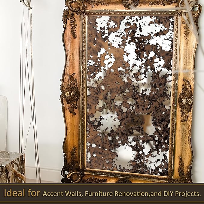 LiveInUrban Vintage Foxed Rust Antique Chrome Reflective Style Wallpaper, Grunge Peel and Stick Contact Paper for Wall Furniture Vanity Dresser Home Decor, 15.35"x39.37" - Image 5