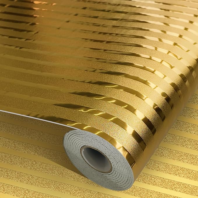 23.62" x 110.24"Peel and Stick Wallpaper Self Adhesive Stripe Wall Covering | 2mm Thick 3D Modern Glossy Stripe Textured Vinyl Wall Panels Waterproof Renter Friendly Soundproof Wall Paper Roll for Walls by MANONIRIA